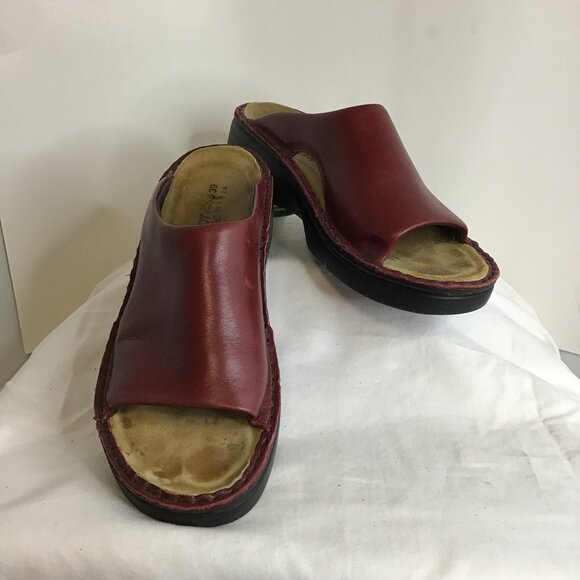 Naot Rome Rumba Leather Slip on Wedge Sandal Bordeaux Size 39 (US 8.5) - Picture 1 of 13